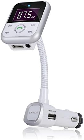 FM Transmitter, BAITENG Wireless Car Kit with Dual USB Car Charger Bluetooth MP3 Player with 3.55mm Music Control, Hands Free Calling Support SD Card/USB for for iPhone 7plus 7 SE 6 6s Plus, Samsung GalaxyS8 S6 S7 Edage, iPad, Htc, MP3, MP4 and Most Devices (Sliver)