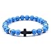 Produktbild QWERST Mädchen Armband, Kristall Armband, Armband Gewebt,Blue Fashion Casual Unisex Naturstein Kreuz Männer Armband DIY Schwarz Matt Perlen In Vielen Farben Armbänder Geben Den Mädchen Das Beste