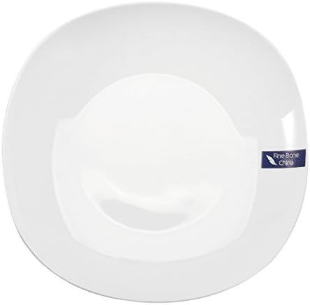 WINCANG 8" Fine Bone China Soup Plate, Set of 4 - White (8'', White)