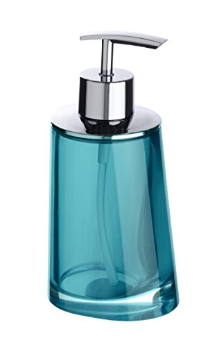 WENKO 20229100 Seifenspender Paradise Petrol, Fassungsvermögen 0.24 L, Kunststoff - Acryl, 8 x 16.3 x 6.6 cm, Petrol
