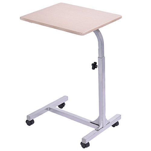 Goplus Laptoptisch höhenverstellbar Rolltisch Betttisch Notebooktisch Beistelltisch Pflege mit Bremsen - 3
