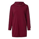 iHENGH Neujahrs Karnevalsaktion Damen Frauen Lange Hülse Feste beiläufige mit Kapuze Sweatshirt Pullover Spitzenbluse(M,Wein)