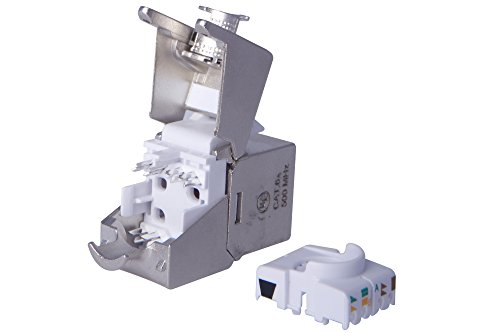 DIGITUS CAT 6A Keystone Modul, geschirmt, werkzeugfreie Montage, silber, Set 24 Stück - 6