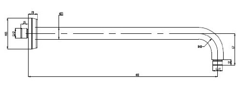 DeLanwa Wandarm Brausearm für Duschkopf Regendusch Edelstahl gebürstet, rund 40 cm, 604063.0 - 2