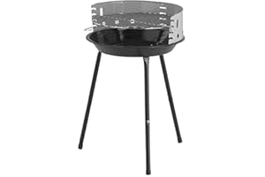 Posten Anker Charcoal Grill Height-Adjustable, Chrome-Plated Cooking Grate with Grill Surface of 31.5 cm, Round Grill, Standing Grill, Charcoal Camping Stand Grill