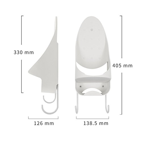 MYAMIA Wall Mount Iron Board Hook Holder Storage White Black Organizer Rack-White