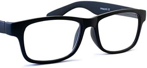 Wayfarer Style Premium Reading Glasses with Soft Touch Matte Finishing, Flex Hinges and Microfiber Pouch, in 3 colours, +1.50, +2.00, +2.50 strength, AZ1004 (+2.00 , Black)