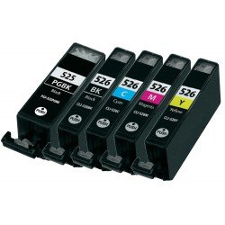 Cartouche compatible Canon Pack de 5 Cartouches compatibles PGI525 / CLI526 - Noir/Cyan/Magenta/Jaune