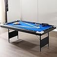 MAS SPORTS 6 Ft Billiard Table, Foldable Pool Table, Includes Full Set of Balls, 2 Cue Sticks, 1 Box Chalk, and Felt Brush