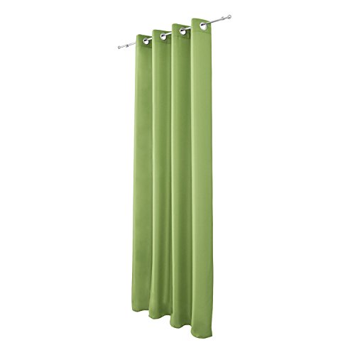 Beautissu® Blickdichter Ösen-Vorhang Amelie – 140×175 cm Grün Uni – Dekorative Gardine Ösenschal Fenster-Schal - 5