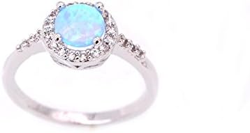 LOVE STUDIO,Women Fashion Jewelry 18K White Gold Plated Double Color Zirconium Wedding Ring Colorful Gold Jewelry Rings Stud Earrings and Ring (Ring Size 9, Blue)