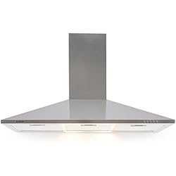 Klarstein TR90WS - Hotte aspirante, Hotte murale, Évacuation max.340m³/h, Revêtement en inox, Taille 90cm, 3 filtres à graisse inclus, 2 lampes à 20W, Poids: env. 12kg, Argent