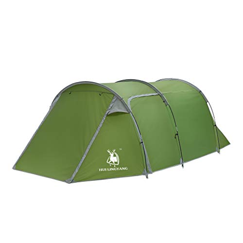 Mymyguoe 3-6 Personas Doble Piso de un Dormitorio y una Carpa túnel Tienda de campaña Carpa Impermeable Tienda de túnel de Doble Capa Tienda de campaña Ultraligera