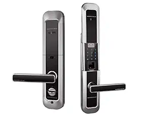 ICOSYS Smart Digital Door Lock for Home with Multiple Unlocking Method (Fingerprint, Password, RFID Card, Key), (Stainless Steel, Silver) with 1 Year Warranty + 3 Year Paid Extension.