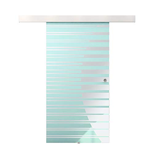 Preisvergleich Produktbild Home Deluxe - Glasschiebetür - Streifendesign und Muschelgriff - Maße: 105 x 205 cm - Verschiedene Größen
