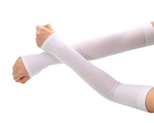 DSstyles I manicotti del braccio manicotto di raffreddamento protezione UV anti-slittamento del manicotto a gomito per lo sport Ciclismo Escursioni Jogging la guida Golf Outdoor 1 Coppia di - Bianco