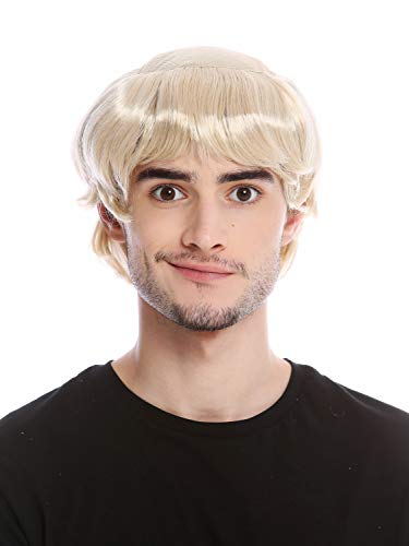 WIG ME UP ® - 90776-ZA83 Peluca Hombre Halloween Monje Sacerdote Joven Medieval tonsura Calvo Medio Rubio