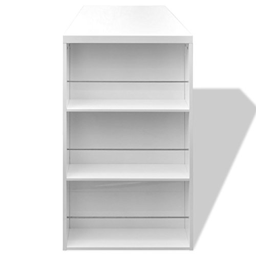 High Gloss Bar Coffee Table Dining Table With 3-layer Rack White