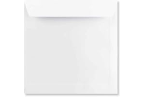 COLORSONO 50 Pure White Large Square Envelopes - 220mm x 220mm - Straight Wallet Flap Peel/Seal White Coloured Envelopes - 120gsm Clariana Paper - to Fit Large Square Inserts