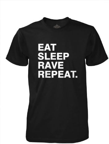 Eat sleep rave repeat funny party t shirts- 4 colours (Large (42/44"), Black)