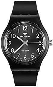 Longqi Children Quartz Waterproof Watch Sports Wristwatches for Boys Girls Student (Black)