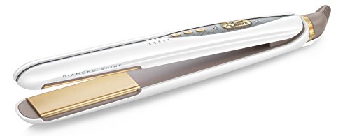 Nicky Clarke Diamond Shine Pro Salon Hair Straightener - High Gloss White with Gold Accents and Crystals