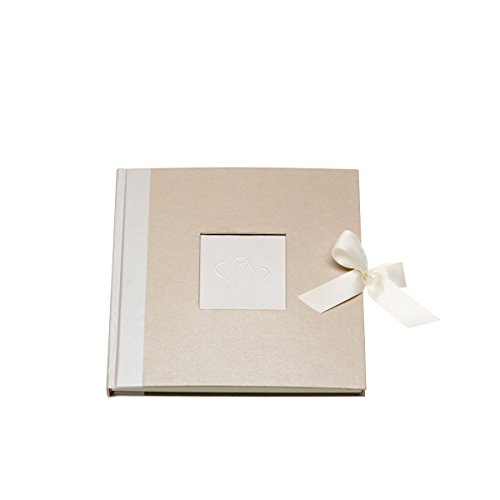 Rössler Papier Gästebuch (192 weiße Seiten, 96 Blatt, 21 x 21 cm) Harmony-Design mit Passepartout-Ausschnit und Schleife