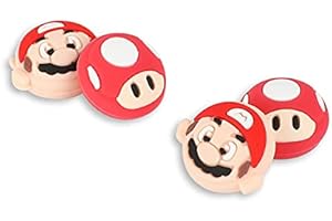 PERFECTSIGHT Cute Switch – Lot de 4 capuchons de pouce compatibles avec console Nintendo OLED/Lite, Kawaii en silicone souple pour manette NS Joycon – Motif champignon Mario