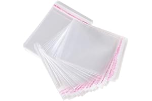 DIY-24H 200 Stück Transparente Tüten mit Lasche Folien Beutel Selbstklebend PP Poly Cellophan Adhäsionsverschlußbeutel LP Großhandel Plastiktüte (11 x 11 cm)