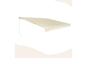 GOPLUS Toldo Retráctil Exterior, Toldos Exterior Terraza con Manivela Manual y Ángulo Ajustable 5-35°, Protección UV, Toldo Impermeable para Balcón Terraza Ventana (Beige, 3x2,5 M)