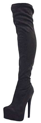 ShoeFashionista Ladies Womens Winter Sexy Stretch Pull On Stiletto High Heel Platform Over Knee Thigh Knee Boots Size