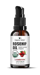 Organic Netra 100% Pure & Natural Rosehip Seed Oil (50 ML) | Anti-Ageing Serum For Face, Skin and Hair | Cold-Pressed Essential Oil For Your Body