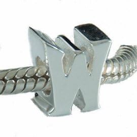 Charmbeads Sterling Silver Letter 'W' 3D Charm Bead - Fits On Pora Chamilia Trollbeads Silverado Amore Baci Biagi Bracelets
