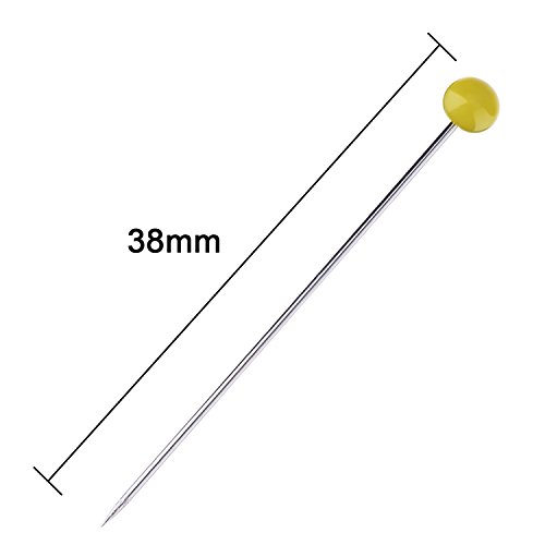 Outus 250 Stück Glass Head Pins Stifte Nadel Boxed für Schneider (Gelb) - 3