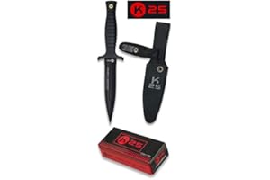 CUCHILLERIA DEPORTIVA K25-31699 - Cuchillo K25 Mango de Goma. Funda Nylon. Herramienta para Caza, Pesca, Camping, Outdoor, Supervivencia y Bushcraft