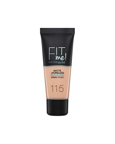 Maybelline New York Base de Maquillaje Fit Me (Mate y Sin poros), Tono 115 Ivory - 30 ml