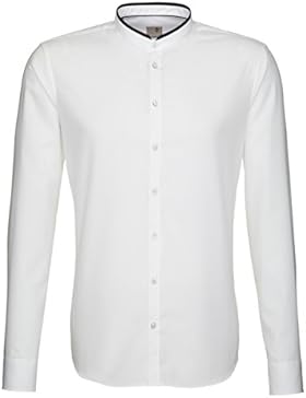 Seidensticker Herren Langarm Hemd Schwarze Rose Slim Fit Stehbund-Kragen weiß 240066.01