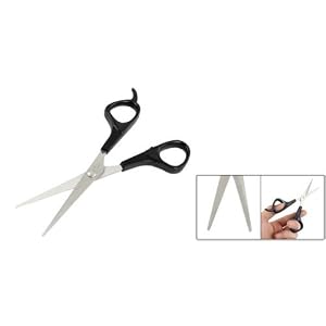 Stainless Steel Blade Black Plastic Handle Hair Scissors 6.7" - Image 2