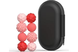 JUSJUBR 8PCS Balls Fidget Toys, Texture Tactile Sensory Balls, Balls with Silicone Shell, Stress Anxiety Relief Sensory Toys for Fingers Hands for Adults & Teens with Autism(Pink)