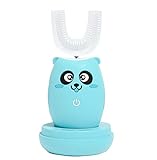Unbne Kids Electric Toothbrush Autobrush-Edible Grade Silicone Material Brush Head Specially Designed for Toddlers,3-Speed Cleaning Mode Cute Cartoon Fun While Brush Cup with toothbrush,Blue