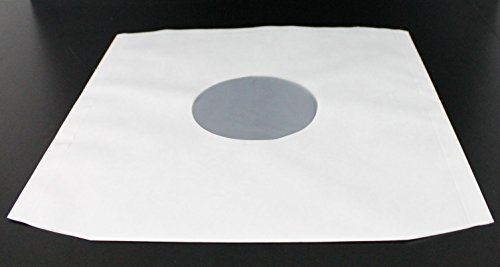 100 BUSTE INTERNE in carta bianca con VELINA e ANGOLI SAGOMATI per LP 33 giri