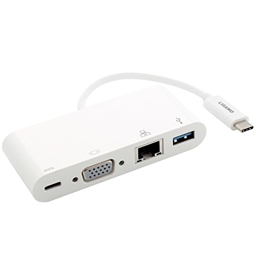 Ligawo 6518964 USB 3.1 C Adapter Multiadapter zu VGA + RJ45 + USB 3.0 + USB 3.1 C