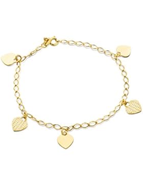 Miore Damen-Armband 9 Karat 375 Gelbgold Herzanhänger 19cm