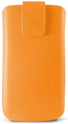 KSIX Neon 123x58x8mm Leather Pouch Case for iPhone - Orange