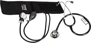 Niscomed Pulse-wave Aneroid Type Manual Blood Pressure Monitor Sphygmomanometer (Dial type/watch type) with Stethoscope (Black)