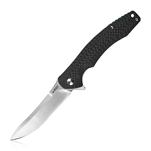 Kubey fibra di carbonio coltello pieghevole coltello da tasca con clip edc all'aperto coltello, medio, nero -KU179CF