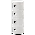 Kartell Componibili Contenitore 4 Elementi, ABS, Base Tonda, Bianco, 32 x 32 x 77 cm