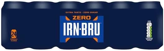 IRN-BRU Zero, No Sugar & Low Calorie Fizzy Drinks Multipack 24 x 330ml Cans