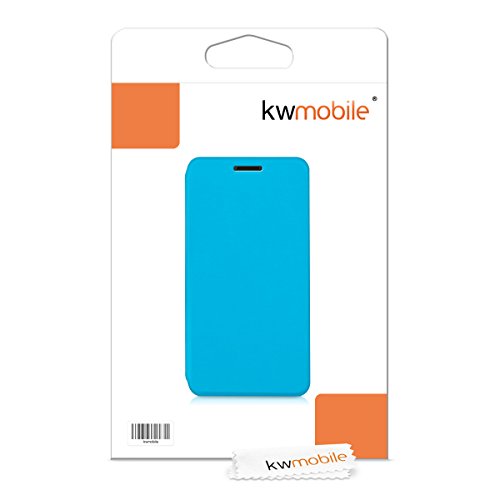 kwmobile Funda para Huawei Ascend Y635 - Carcasa  Plegable  para m  vil - Case con Tapa y  Soporte  en  Azul Claro 