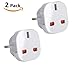 Produktbild RKINC Reiseadapterstecker, UK- auf EU-Europa, 10 A, 250 V, geeignet für Frankreich, Deutschland, Spanien, Ägypten, China, 2 Stück